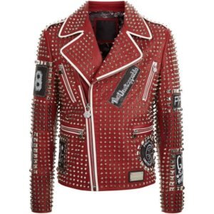 Men Leather Studded Jacket