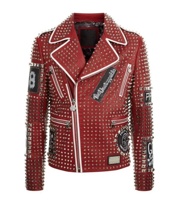 Men Leather Studded Jacket