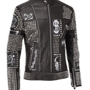 Men Leather Studded Jacket