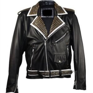 Men Leather Studded Jacket