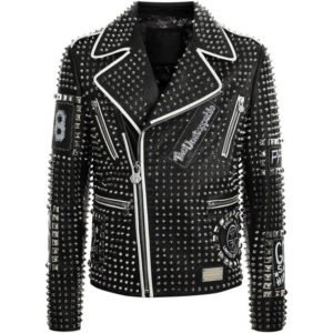 Men Leather Studded Jacket