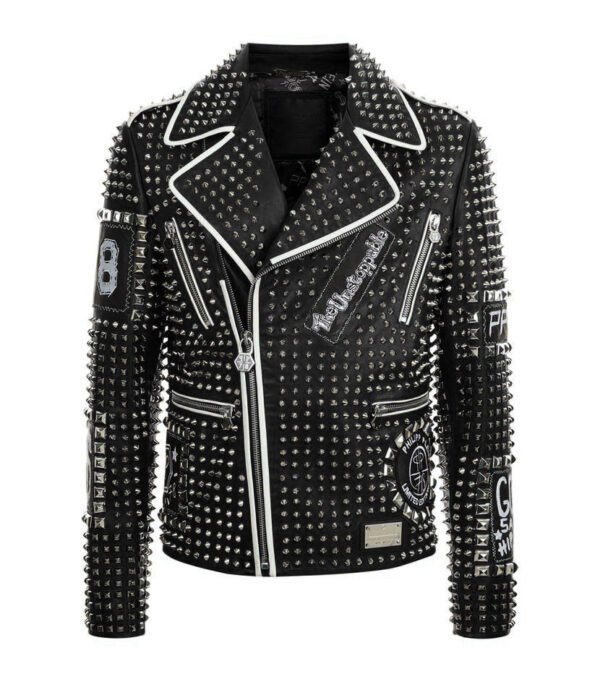 Men Leather Studded Jacket