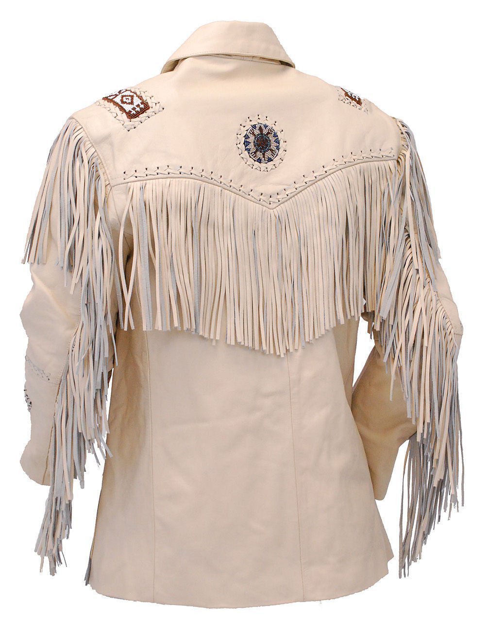 132-Women's Cowboy Ladies Handmade Western Suede Leather Jacket with Fringe & Studs