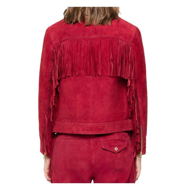 168-Women's Leather Jacket Collection Suede Western Blazer with Piping
