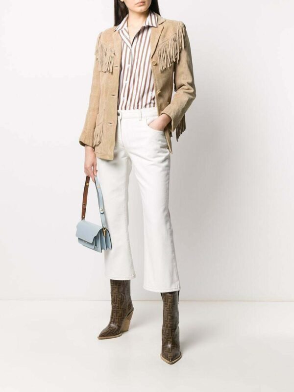 Women Western Leather Jacket Wear Fringes Beads Native American Cowlady 1980's
