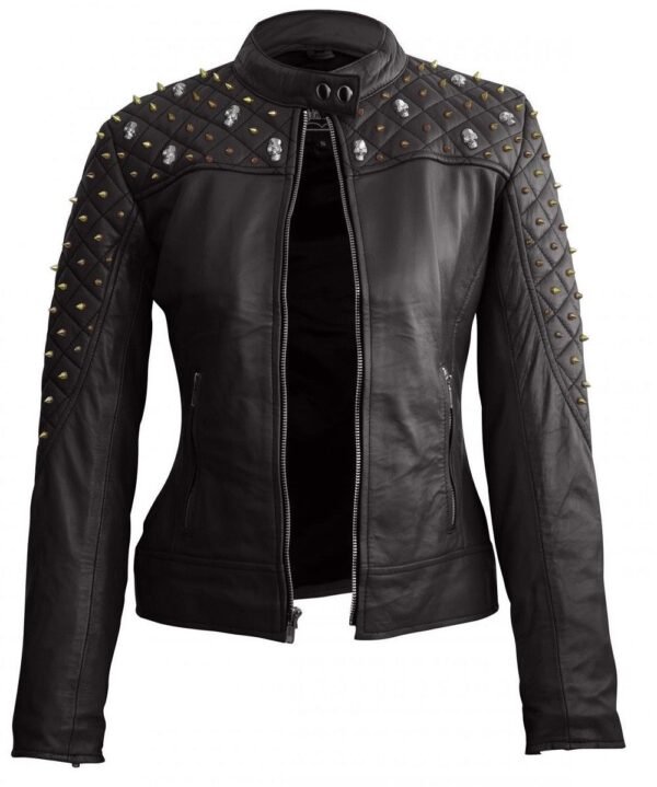 Women Leather Studded Jacket