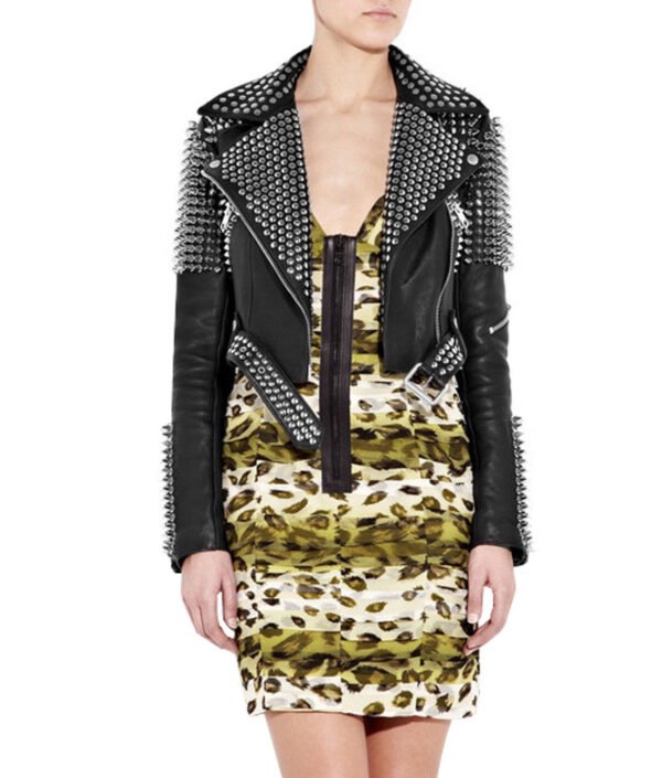 Women Leather Studded Jacket