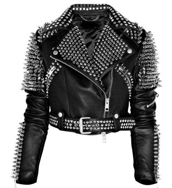 Women Leather Studded Jacket