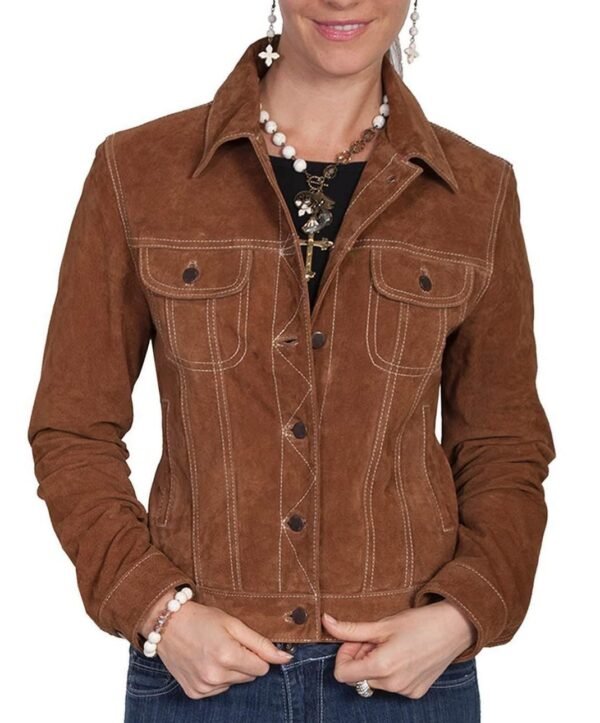 46- Western Women Real Suede Leather Jacket with Fringes
