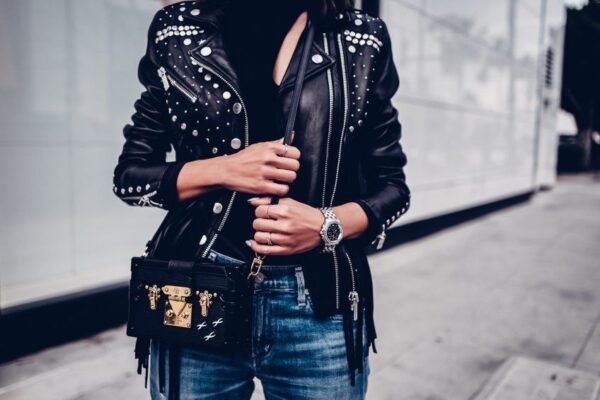Women Leather Studded Jacket