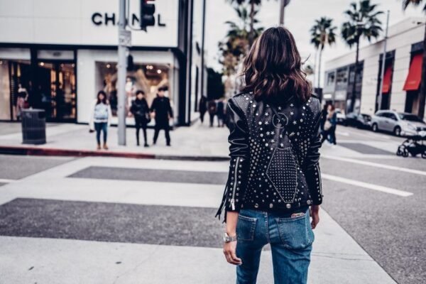 Women Leather Studded Jacket