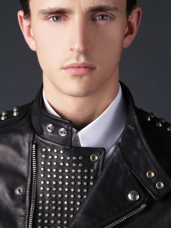 Men Leather Studded Jacket