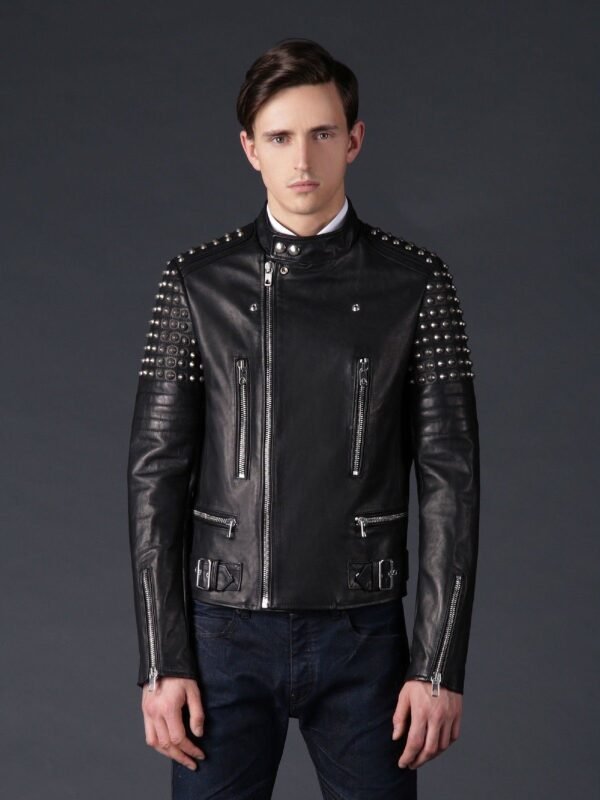 Men Leather Studded Jacket