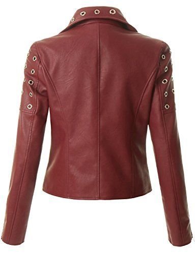 51-Women's Leather Zip Up Moto Biker Jacket with Pocket Biker Jacket Made to order