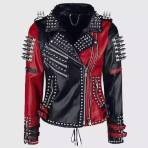 Mens-Two-tone-Brando-Studded-Punk-Rock-Spikes-Motorcycle-Biker-Leather-jackets