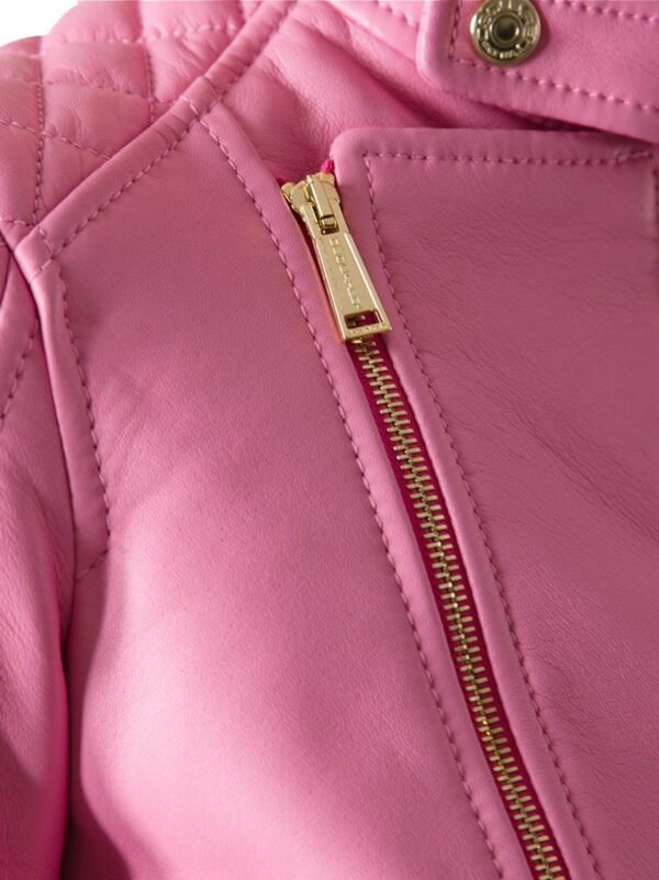 600-Women Leather Jacket Baby Pink Biker Moto Lambskin Size S M L XL XXL Custom Made