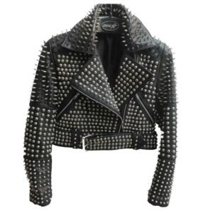 Women Leather Studded Jacket