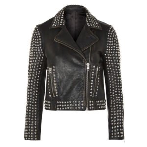 Women Leather Studded Jacket