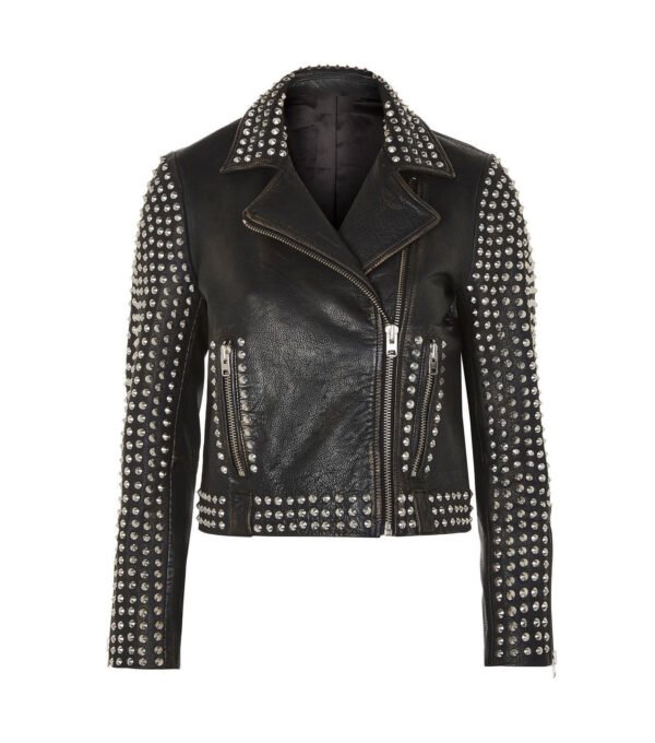 Women Leather Studded Jacket