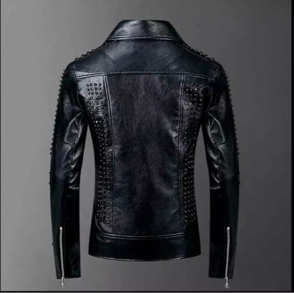 75-Handmade Men's Studded Leather Jacket, Rock Punk Style Leather Jacket