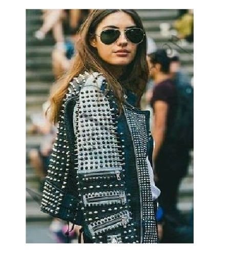 Women Leather Studded Jacket