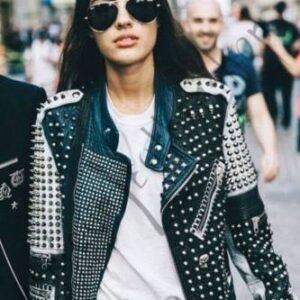 Women Leather Studded Jacket