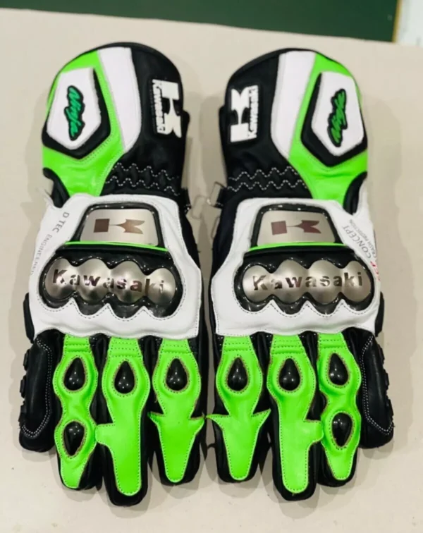 Kawasaki Ninja Men Motorbike Leather Gloves