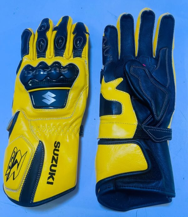 Suzuki Men Motorbike Leather Gloves