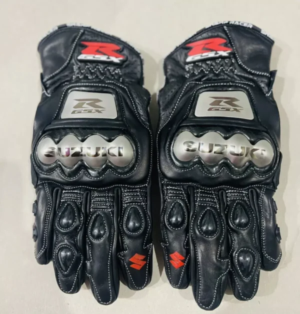 Suzuki Men Motorbike Leather Gloves