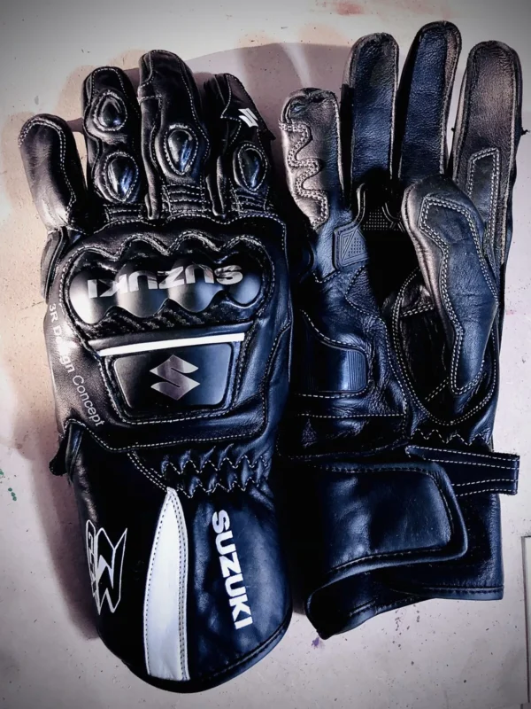 Suzuki Men Motorbike Leather Gloves