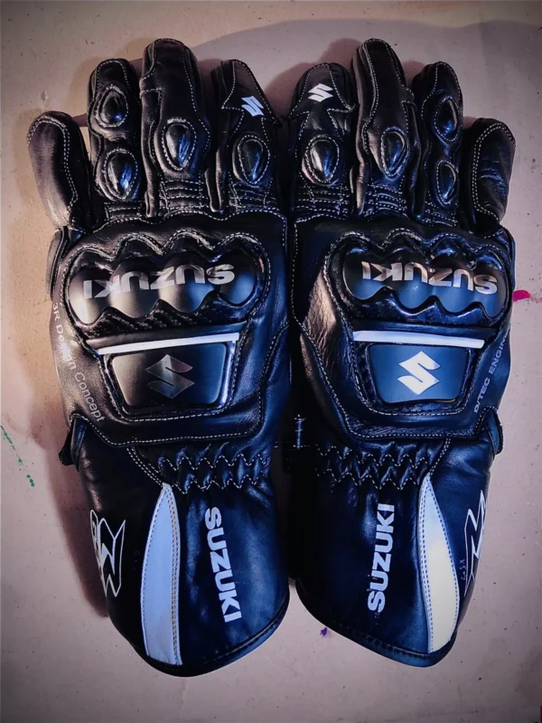 Suzuki Men Motorbike Leather Gloves