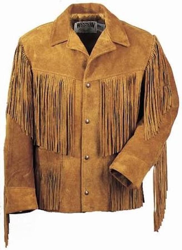 Men Western Leather Jacket Wear Fringes Native American Cowboy Coat