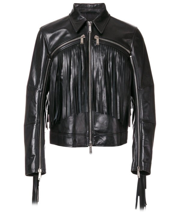 Men Western Leather Jacket Wear Fringes Native American Cowboy Coat