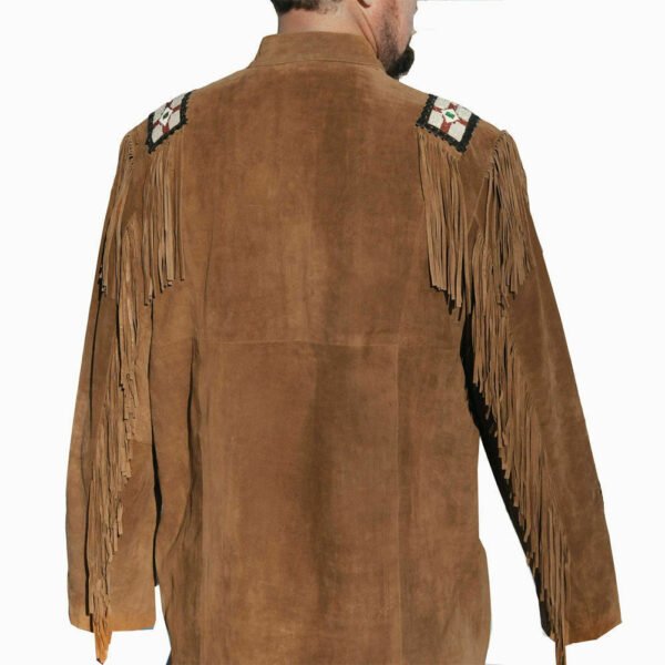 Men Western Leather Jacket Wear Fringes Native American Cowboy Coat