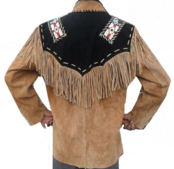 Men Western Leather Jacket Wear Fringes Native American Cowboy Coat