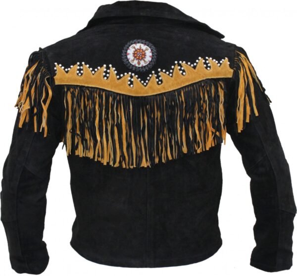 Men Western Leather Jacket Wear Fringes Native American Cowboy Coat