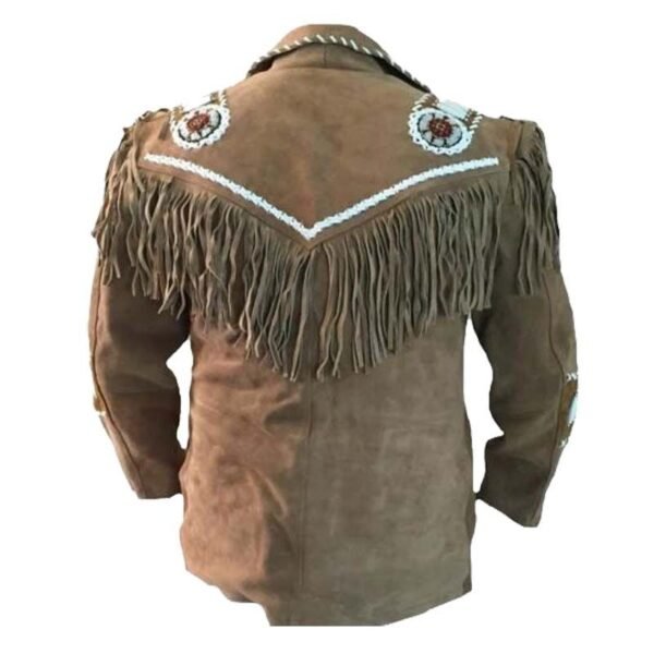 Men Western Leather Jacket Wear Fringes Native American Cowboy Coat