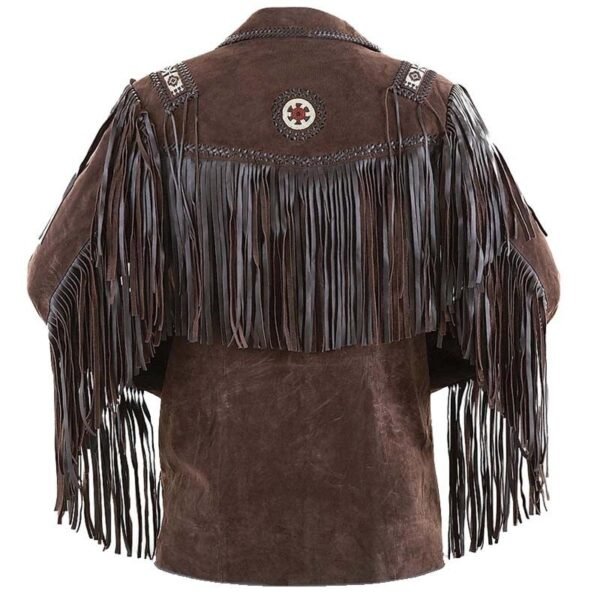 Men Western Leather Jacket Wear Fringes Native American Cowboy Coat