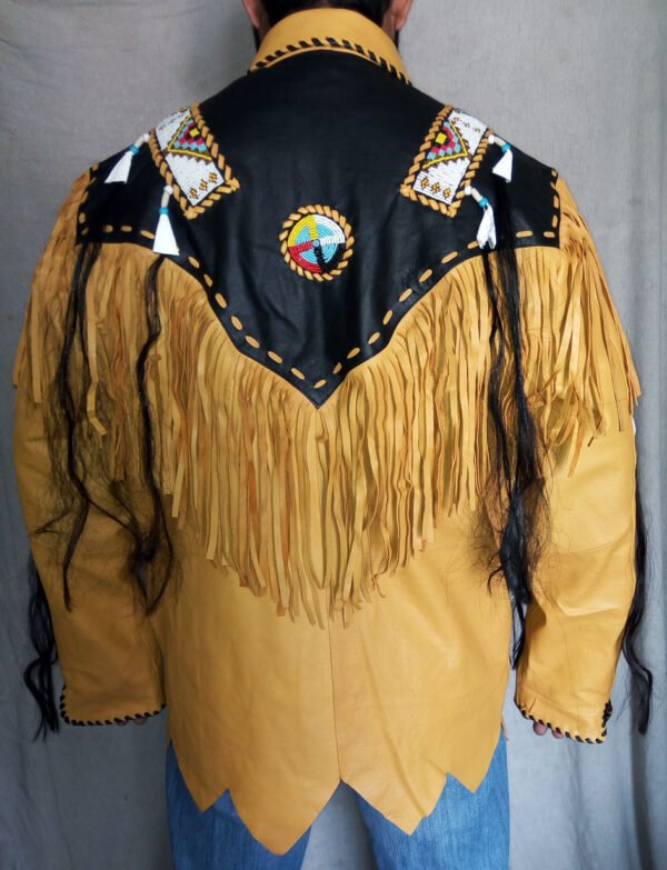 Men Western Leather Jacket Wear Fringes Native American Cowboy Coat