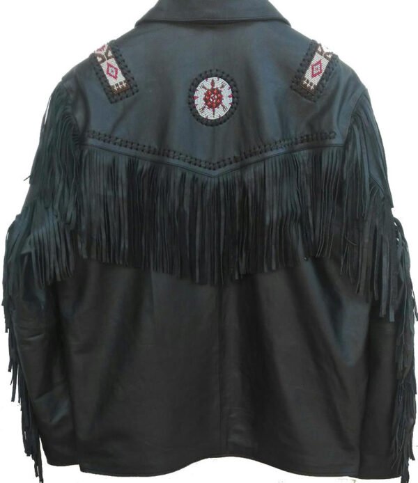 Men Western Leather Jacket Wear Fringes Native American Cowboy Coat
